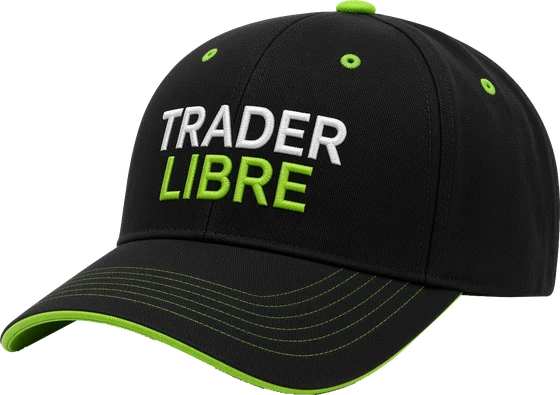 Casquette noire brodée Trader Libre, détails vert néon