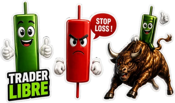 Pack de 3 stickers Cowlick : Trader Libre, Stop Loss, et Cowlick sur le taureau